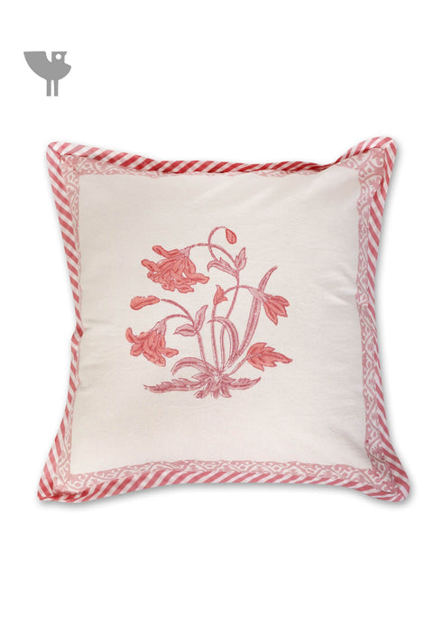 20s Cotton Cushion Cover in Floral Block Print