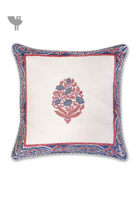 20s Cotton Cushion Cover in Floral Block Print