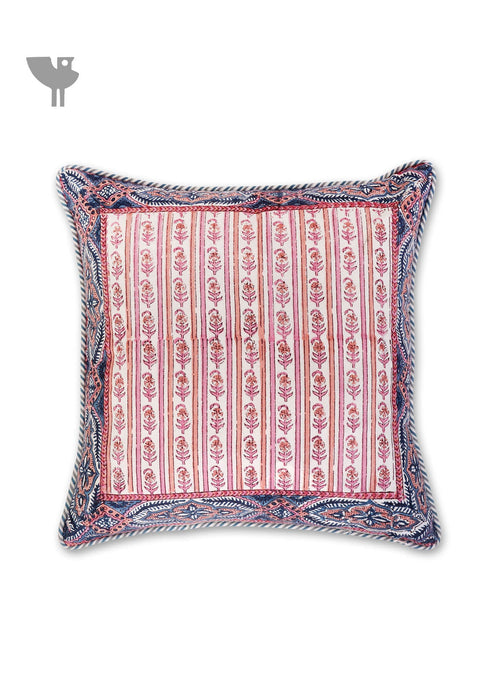 20s Cotton Cushion Cover in Floral Block Print