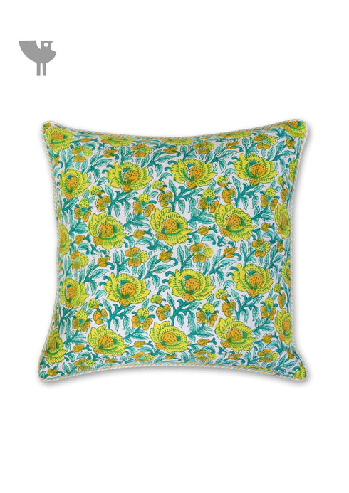 20s Cotton Cushion Cover in Floral Block Print