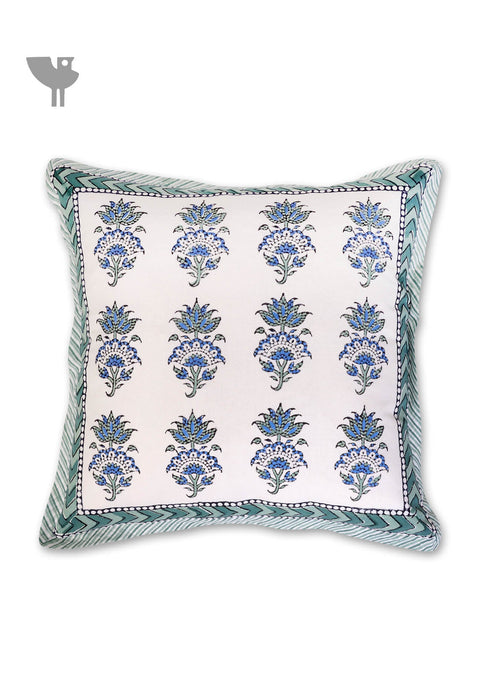 20s Cotton Cushion Cover in Floral Block Print