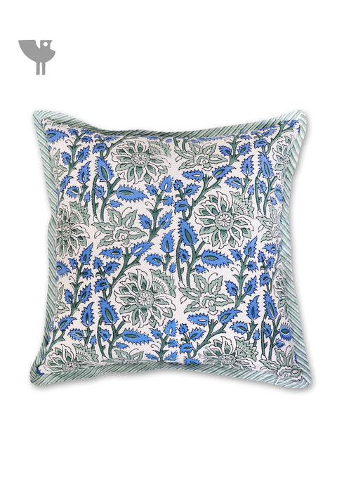 20s Cotton Cushion Cover in Floral Block Print