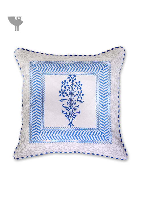 20s Cotton Cushion Cover in Floral Block Print