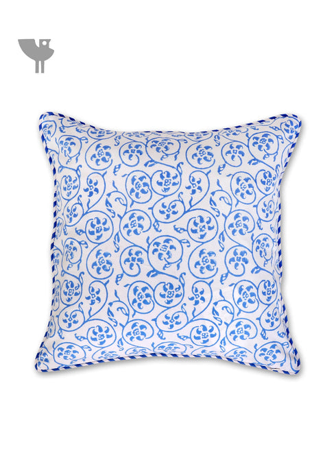 20s Cotton Cushion Cover in Floral Block Print