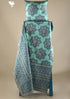 20s Cotton Bed Cover In Mint Green and Slate Grey Geometric Floral Block Print