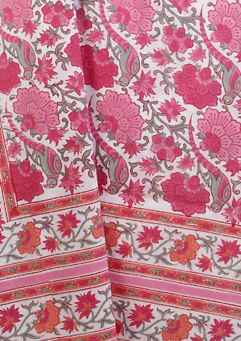20s Cotton Bed Cover in Floral Block Print