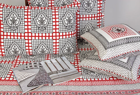 20s Cotton Bed Cover In Graphic Block Print