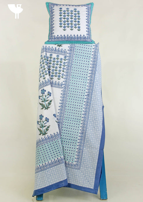 20s Cotton Bed Cover In Graphic Block Print