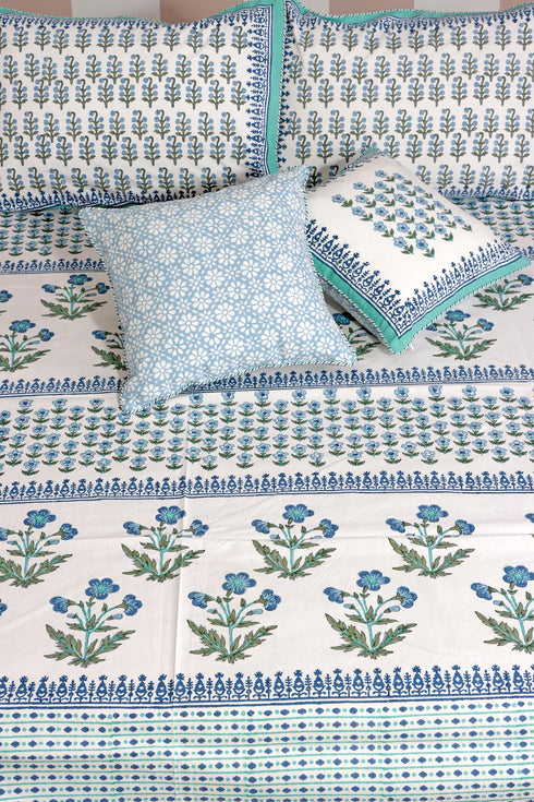 20s Cotton Bed Cover In Graphic Block Print