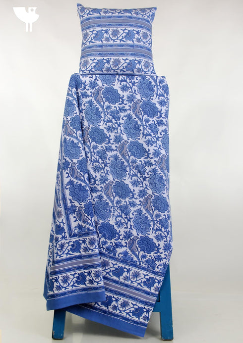 20s Cotton Bed Cover in Floral Block Print