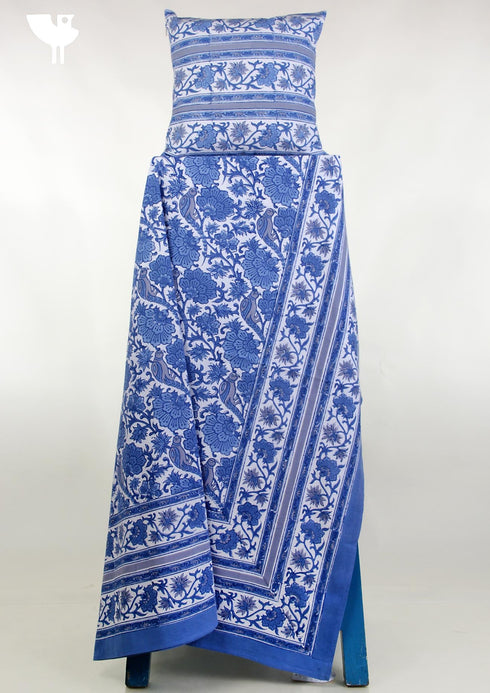 20s Cotton Bed Cover in Floral Block Print