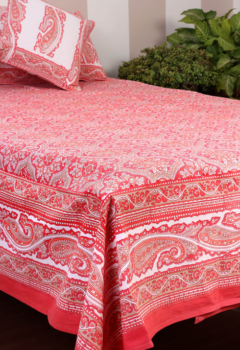 20s Cotton Bed Cover in Floral Block Print