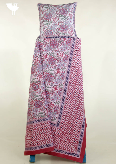 20s Cotton Bed Cover in Floral Block Print