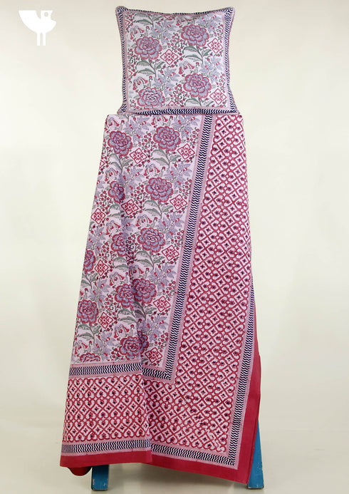 20s Cotton Bed Cover in Floral Block Print