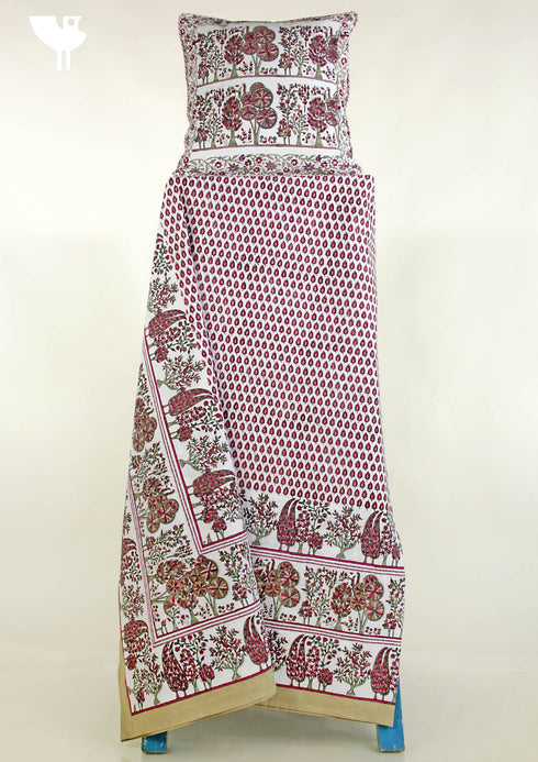 20s Cotton Bed Cover In Graphic Block Print