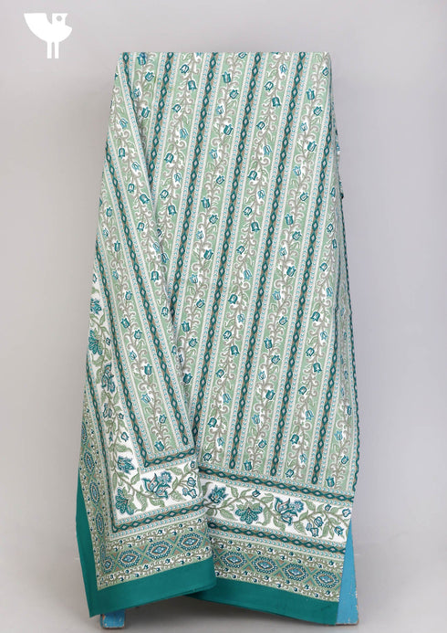 20s Cotton Bed Cover In Emerald Green Floral Print