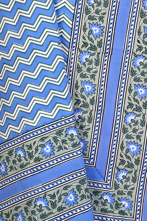 20s Cotton Bed Cover in Floral Block Print