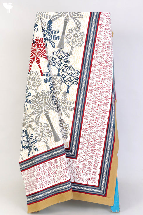 20s Cotton Bed Cover In Abstract Block Print