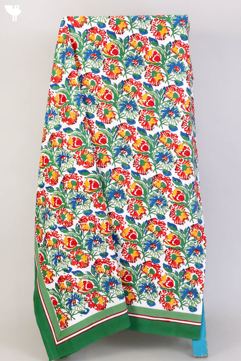 20s Cotton Bed Cover In Cobalt Blue And Grape Block Print