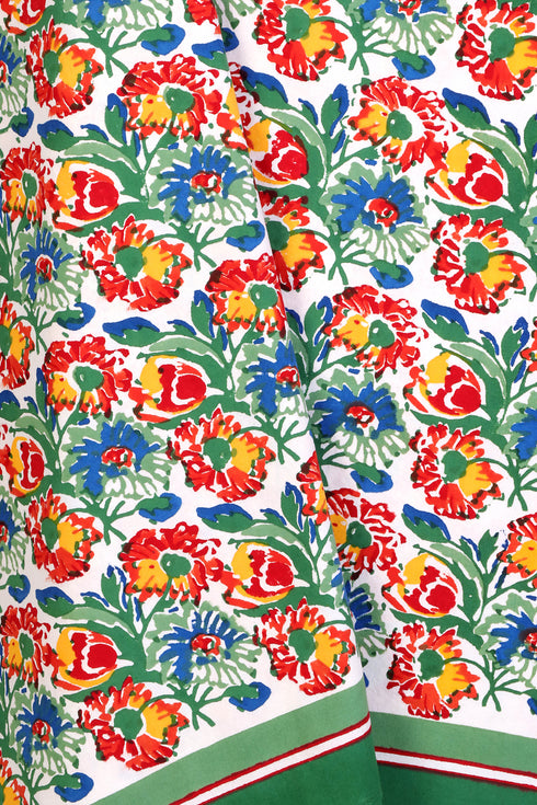 20s Cotton Bed Cover In Cobalt Blue And Grape Block Print