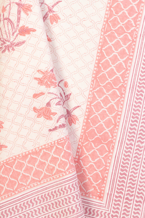 20s Cotton Bed Cover in Floral Block Print