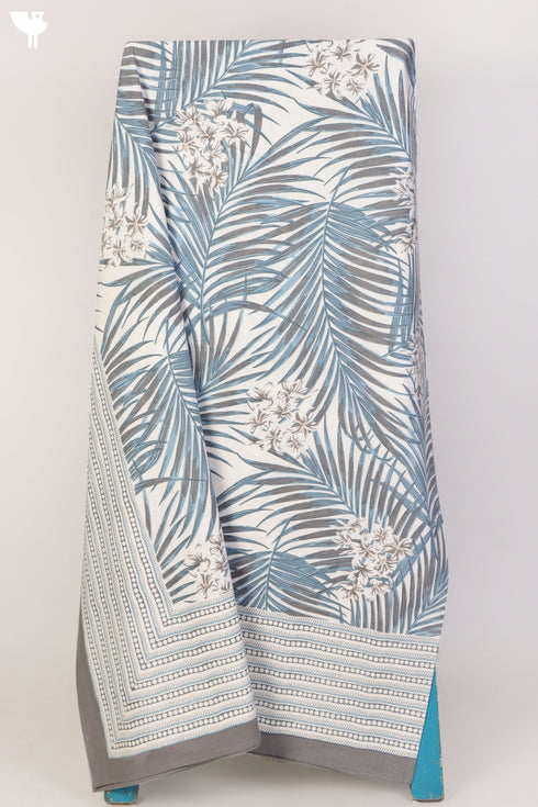 20s Cotton Bed Cover In Blue Grey Foliage Print