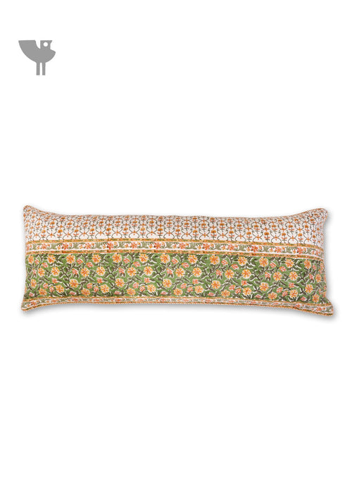 20s Cotton Lumbar Cushion Cover in Floral Block Print