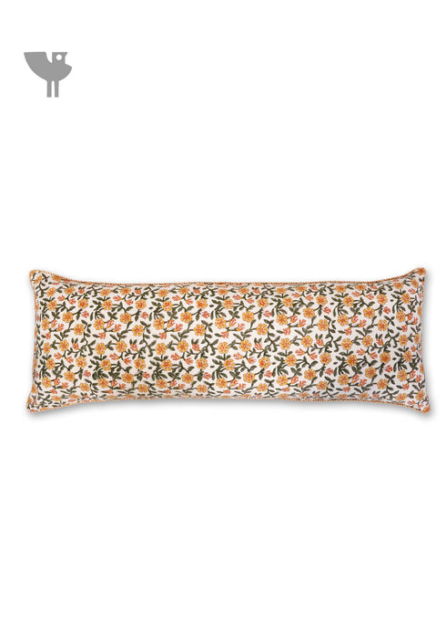 20s Cotton Lumbar Cushion Cover in Floral Block Print