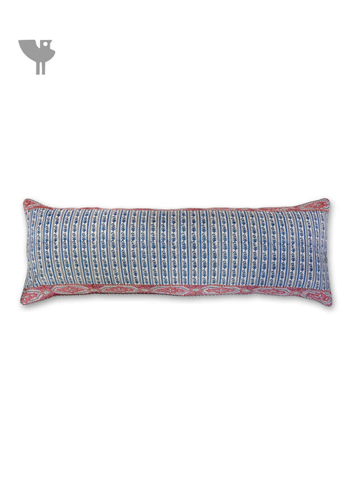 20s Cotton Lumbar Cushion Cover In Striped Block Print
