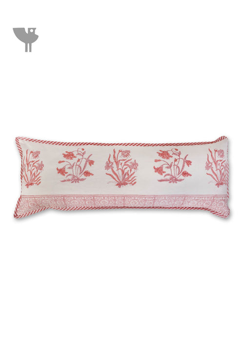 20s Cotton Lumbar Cushion Cover in Floral Block Print