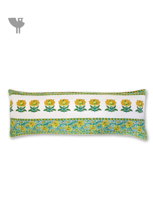 20s Cotton Lumbar Cushion Cover in Floral Block Print