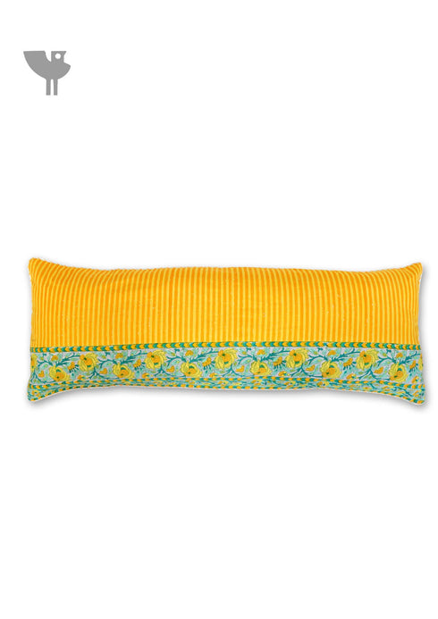 20s Cotton Lumbar Cushion Cover in Floral Block Print