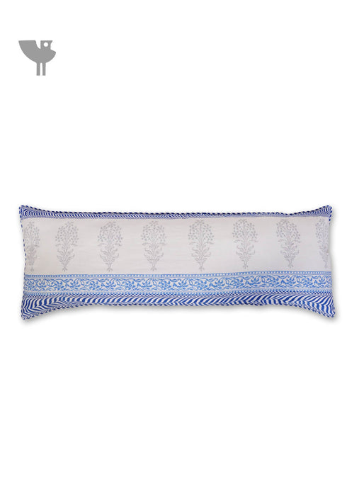 20s Cotton Lumbar Cushion Cover in Floral Block Print