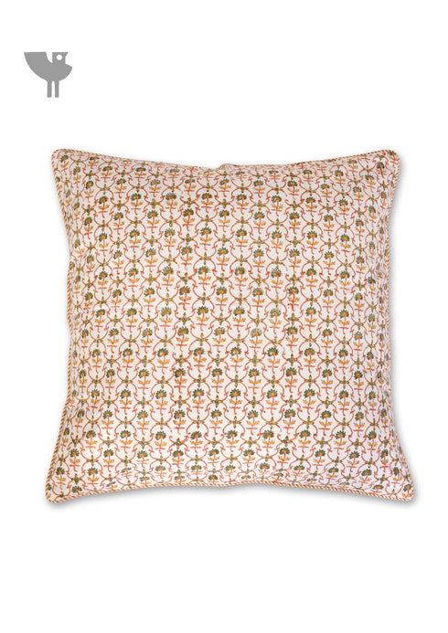 20s Cotton Cushion Cover in Floral Block Print