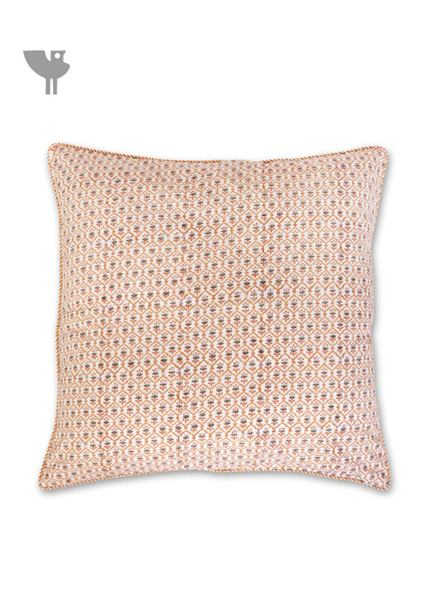 20s Cotton Cushion Cover in Floral Block Print