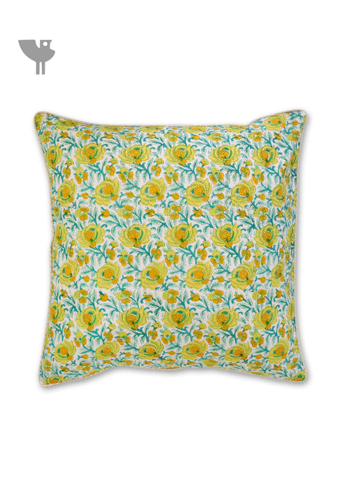 20s Cotton Cushion Cover in Floral Block Print