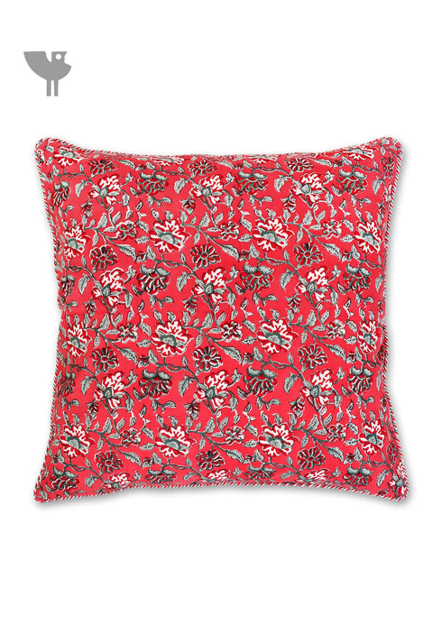 20s Cotton Cushion Cover in Floral Block Print