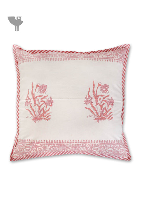 20s Cotton Cushion Cover in Floral Block Print