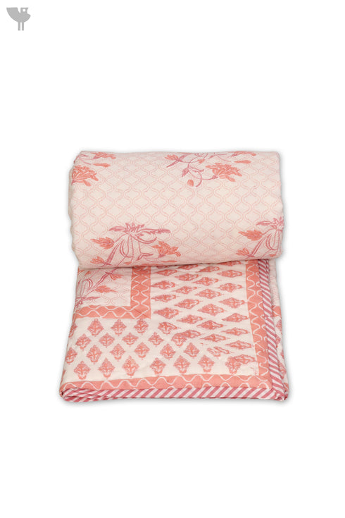 Mulmul Cotton Quilt in Floral Block Print