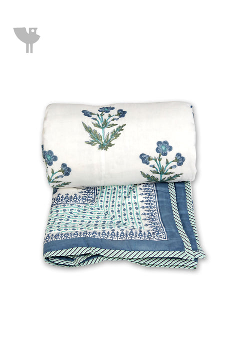 Mulmul Cotton Quilt in Floral Block Print