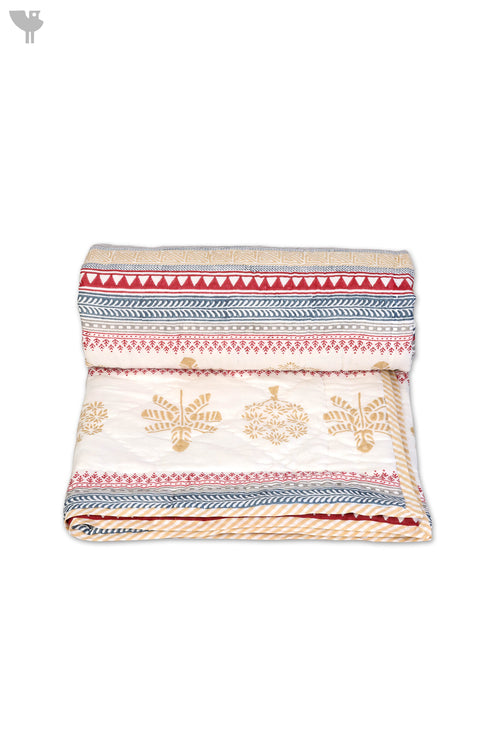 Mulmul Cotton Quilt In Abstract Block Print