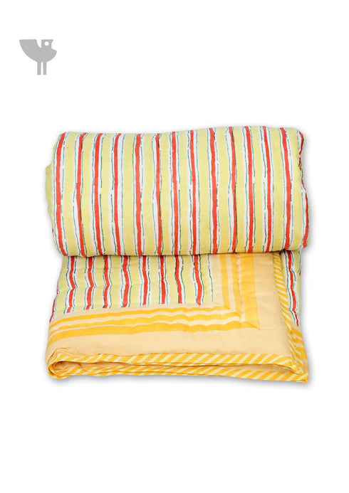 Mulmul Cotton Large Quilt In Floral Block Print