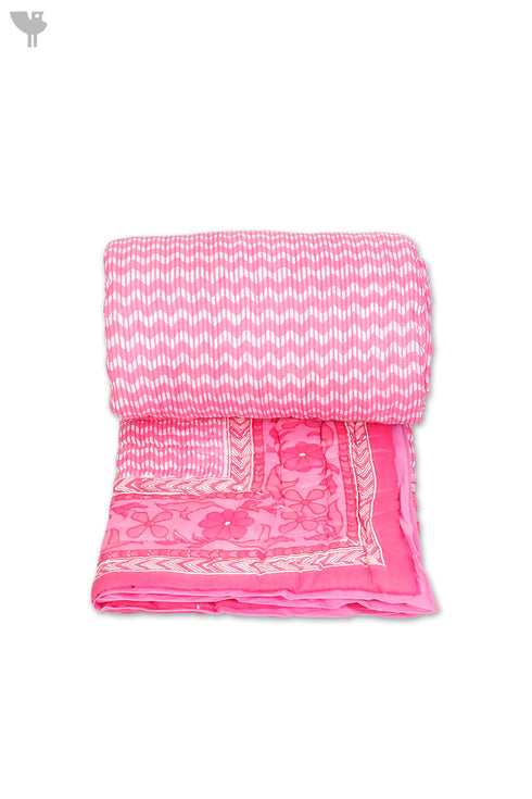 Mulmul Cotton Quilt In Geometric Block Print