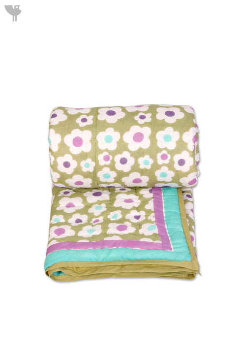 Mulmul Cotton Quilt in Floral Block Print
