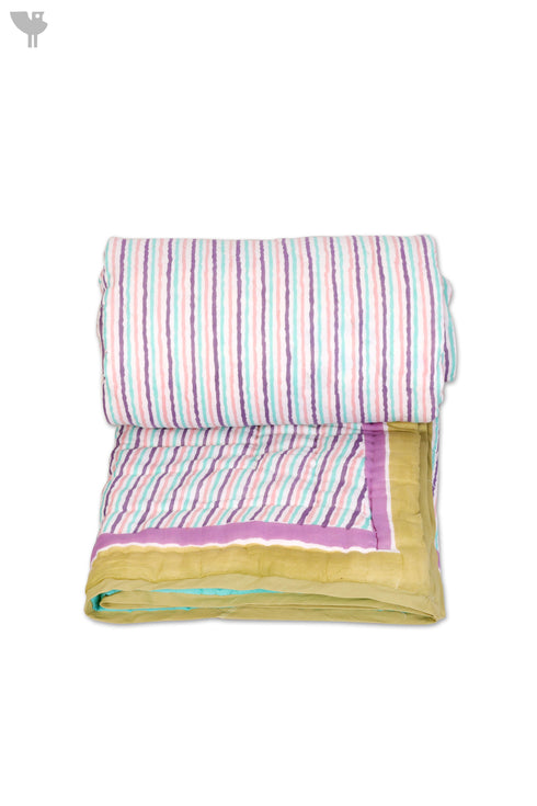 Mulmul Cotton Quilt in Floral Block Print