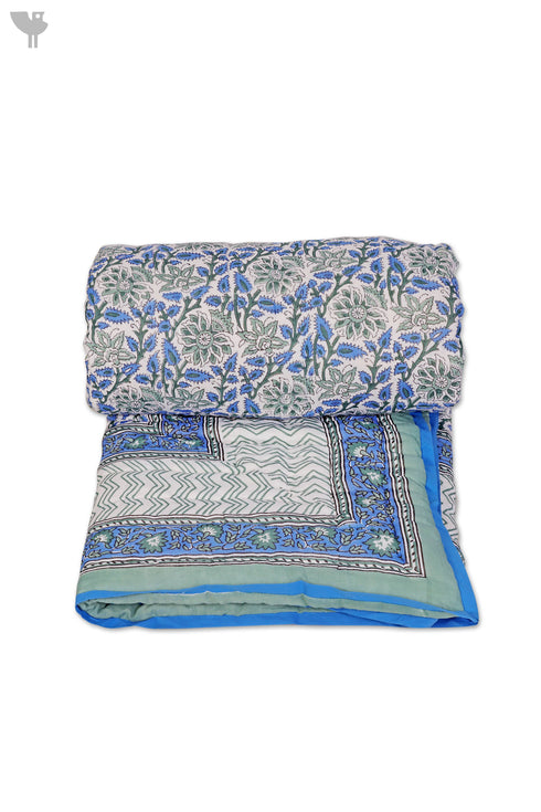 Mulmul Cotton Quilt In Graphic Block Print