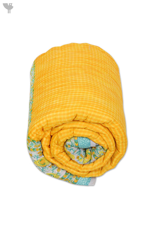 Mulmul Cotton Quilt in Floral Block Print