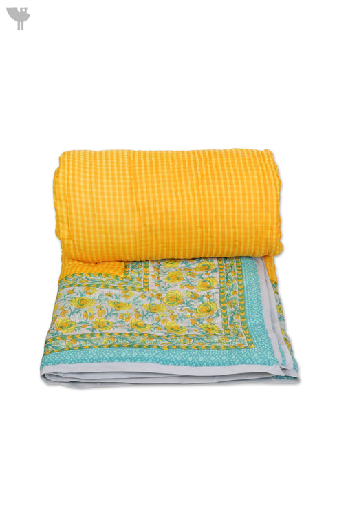 Mulmul Cotton Quilt in Floral Block Print
