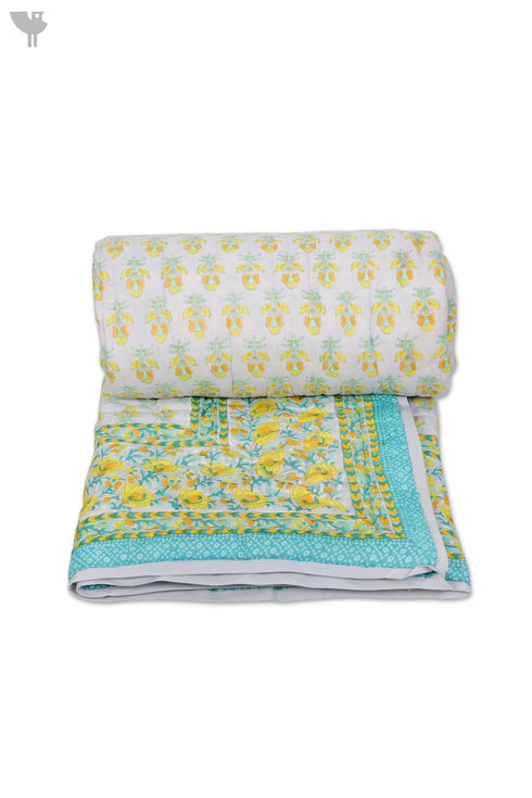 Mulmul Cotton Quilt in Floral Block Print