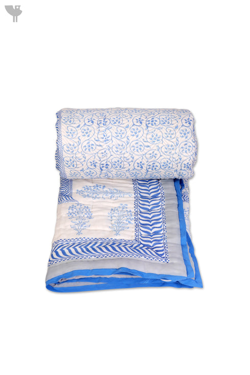 Mulmul Cotton Quilt in Floral Block Print